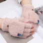 Women’s Plush Fingerless Gloves – Soft Winter Flip Mittens, Thick Warm Writing Gloves for Students & Outdoor Cold Weather Protection