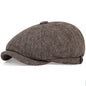 Retro Men’s Newsboy Cap – Classic Herringbone Octagonal Hat, British Style Flat Cap for Autumn & Winter, Vintage Painter Beret