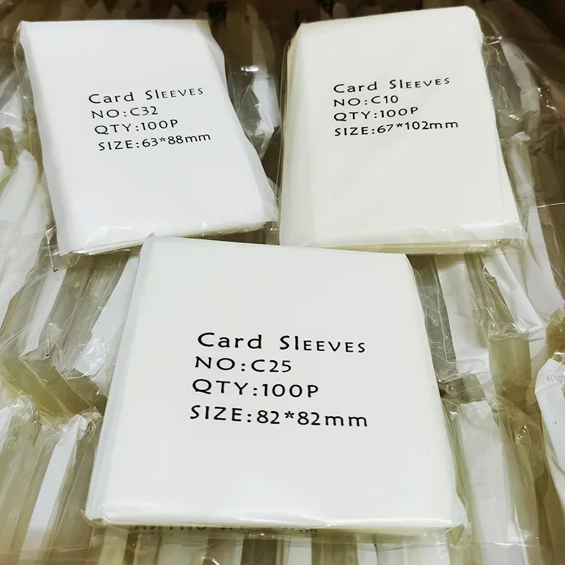 100-Pack Clear Card Sleeves (Assorted Sizes) for Magic Pokémon Tarot Poker & Board Games