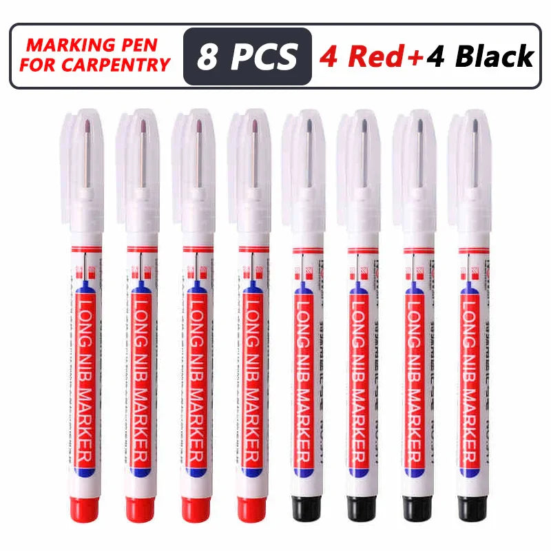 20mm Deep-Reach Long Nib Marker Pen for Wood & Metal — Waterproof Carpenter Marking Pen, 13.7cm (5.4in), Multi-Pack (1–40 pcs)