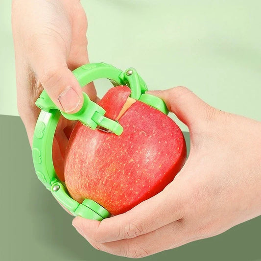 Handheld Rotating Fruit Slicer Spiralizer – Ergonomic Apple & Pear Peeler Kitchen Gadget