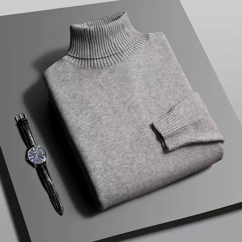 Men's Slim Fit Knit Turtleneck Sweater – Anti-Pilling Long Sleeve Pullover for Autumn & Winter