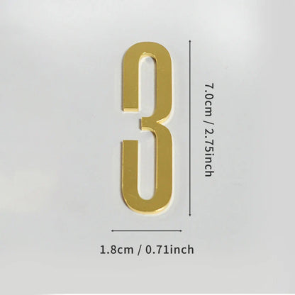 Golden Door Number with Backing Adhesive 7cm Metal House Number Apartment Door Number for Outdoor Hotel Home Mailbox Label
