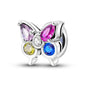 100% 925 Sterling Silver Rainbow Zircon Butterfly Dragon Silicone Stopper Charms - Colorful Beads for DIY Bracelets, Customizable Jewelry for All Occasions