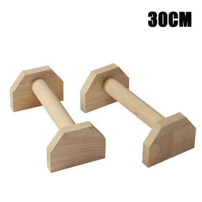 Wooden Beech Parallette Push-Up Bars 2-Pack - Anti-Slip Push-Up Stands for Strength Training & Core Workouts