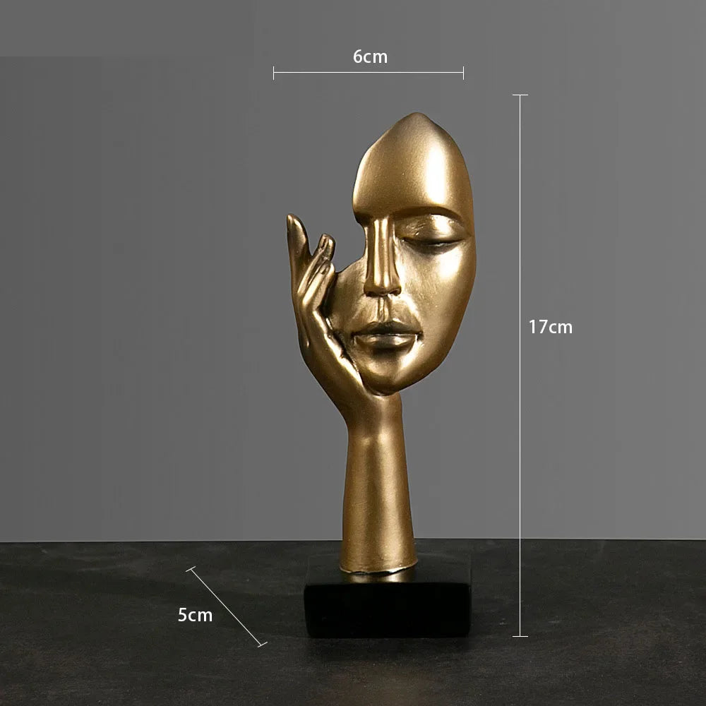 Resin Abstract Mask Statues European Miniature Figurines for Interior Home Office Study Desktop Figure Ornament Decor Gift