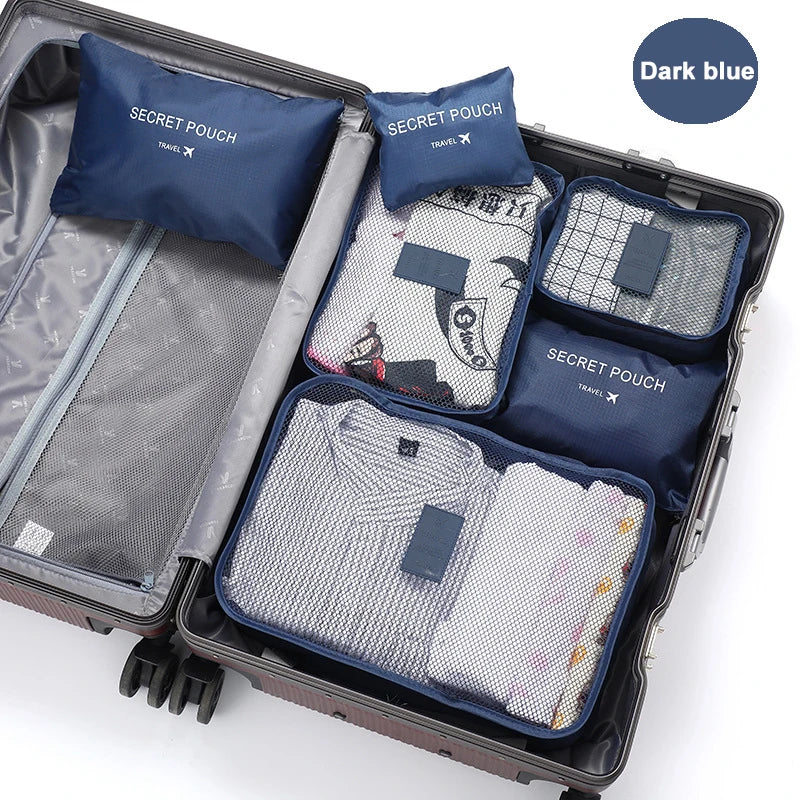 6-Piece Travel Packing Cubes Set Foldable Luggage Organizers for Clothes, Shoes & Toiletries