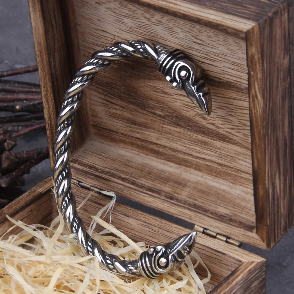 Viking Raven Cuff Bracelet in 316L Stainless Steel