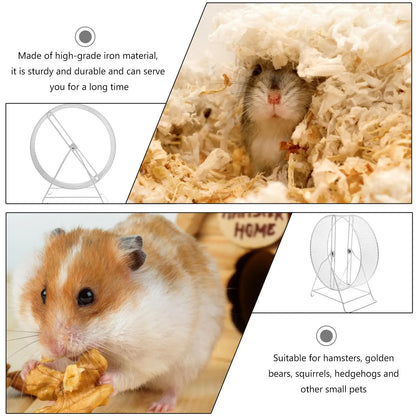 Silent Iron Exercise Wheel for Hamsters Quiet Small Pet Running Wheel with Stand