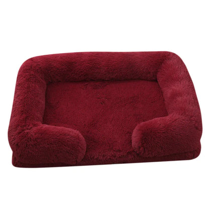 Plush Dog Bed with Removable Cover – Thickened Winter Pet Sofa Pad, Square, Small & Large