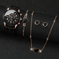 5/6-Piece Women's Quartz Watch & Jewelry Gift Set - Silicone Band, 38mm (1.50 in)