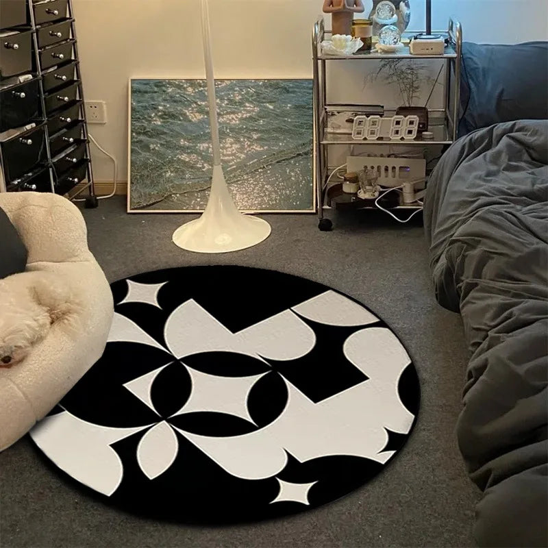 VIKAMA Record Music Cd Carpet Round Game Chair Floor Mat Room Decorated Living Room Lounge Large Area Non-Slip Carpet