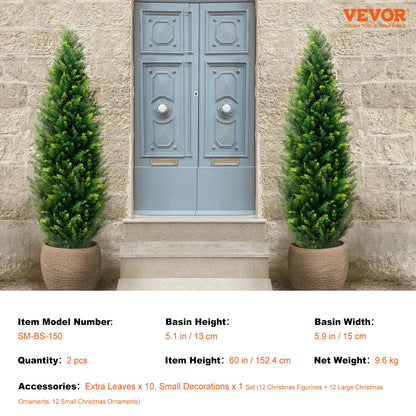 Artificial Cedar Topiary Tree – Evergreen Faux Pine for Indoor & Outdoor Decor (Set of 2)
