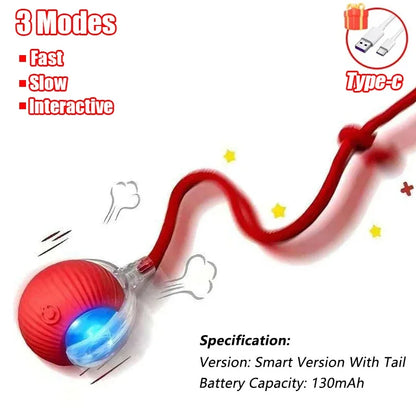 Rechargeable Interactive Cat Ball with Tail 1-3 Pack Automatic Rolling Pet Toy Imitates Mouse