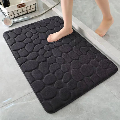 3D Non-Slip Bathroom Mat – Quick-Dry Absorbent Cobblestone Doormat