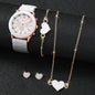 5/6-Piece Women's Quartz Watch & Jewelry Gift Set - Silicone Band, 38mm (1.50 in)