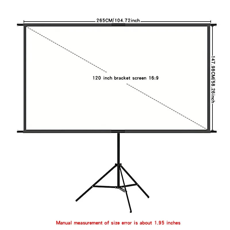 Single triangle bracket projection screen, easy to install, suitable for projection use in bedrooms, offices and other occasions