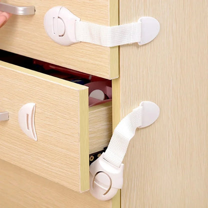10/20-Pack Baby Safety Drawer and Cabinet Locks - Adjustable Webbing Strap Childproof Latches