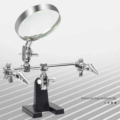 Adjustable Third Hand Soldering Stand with LED Magnifying Glass and Clamps — Desktop Helping Hand for Electronics Repair
