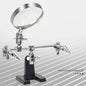 Adjustable Third Hand Soldering Stand with LED Magnifying Glass and Clamps — Desktop Helping Hand for Electronics Repair