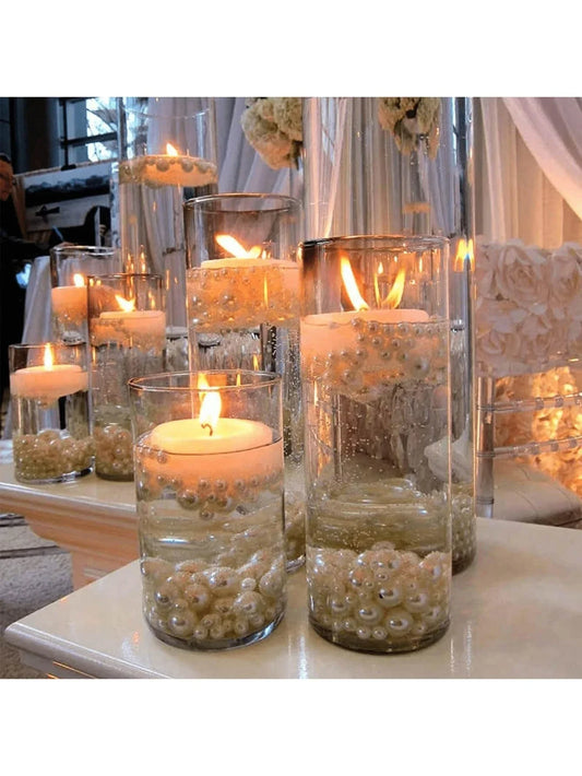 Clear Cylinder Borosilicate Glass Candle Holder Pillar Vase for Wedding & Party Centerpieces (Candles Not Included)