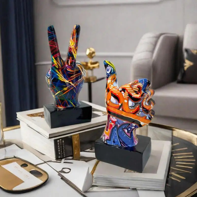 Graffiti Hand Gesture Resin Statue