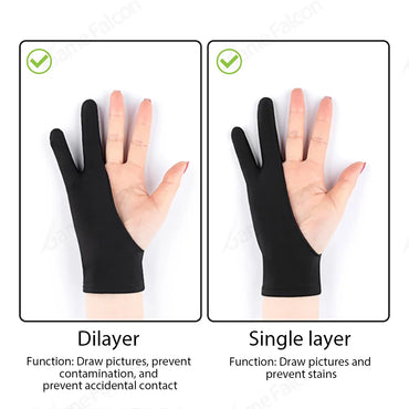2-Finger Drawing Glove for Touchscreen Tablets & Phones – Anti-Sweat Anti-Fouling Stylus Glove for Digital Artists