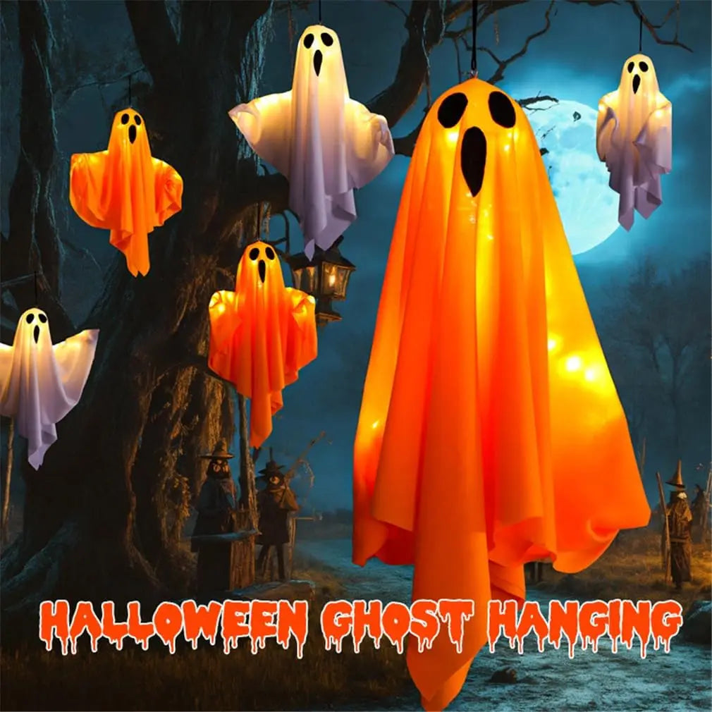 Halloween LED Ghost Lights - Warm White Battery Decorations
