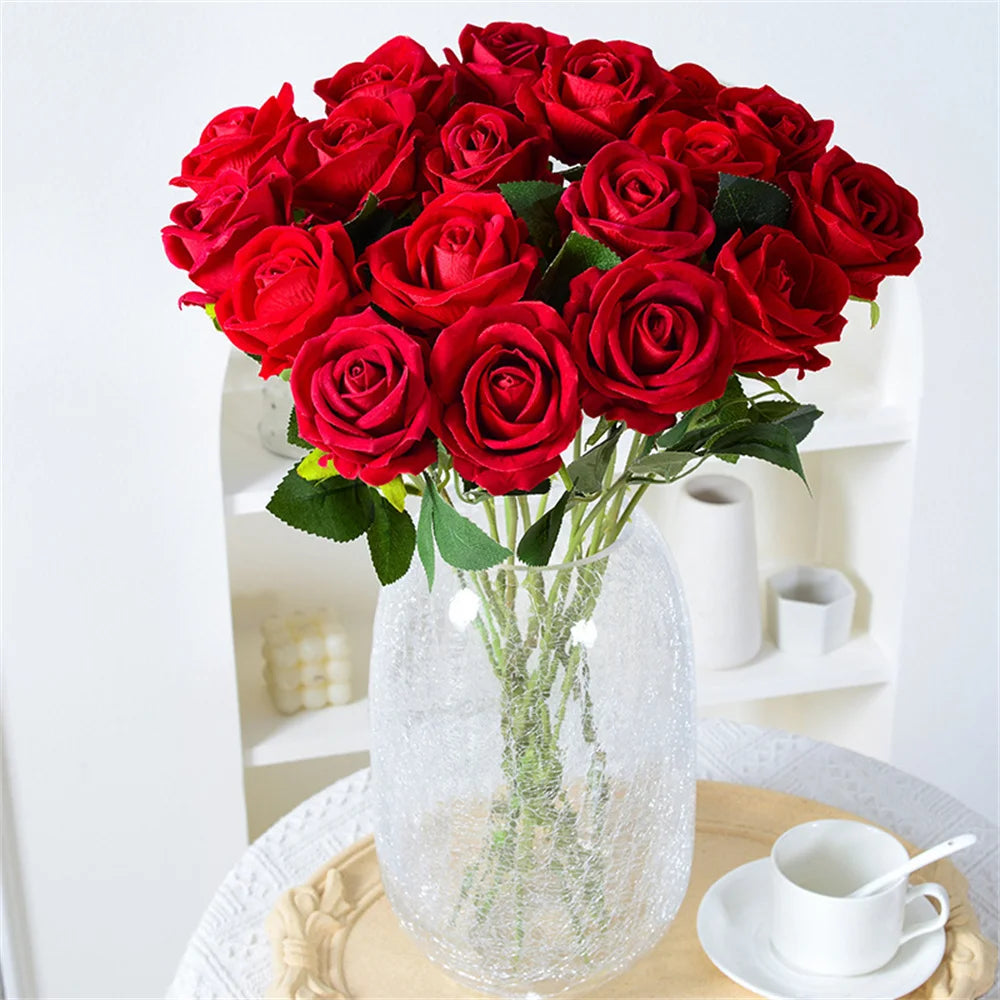 Artificial Silk Rose - Single Stem, 55 cm, 13 Colors, Realistic Foam Petals for Weddings, Home Decor & Gifting