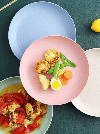 4-Pack Wheat Straw Dinner Plates – Lightweight Unbreakable Reusable, Microwave & Dishwasher Safe