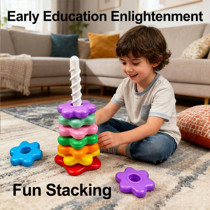 Baby Rotating Rainbow Tower Montessori Stacking Toy