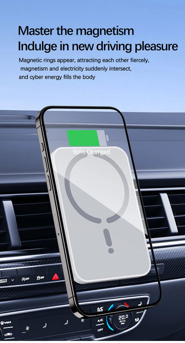 15W Magnetic Car Wireless Charger MagSafe-Compatible Air Vent Phone Holder 360° Rotating Fast Charging USB-C