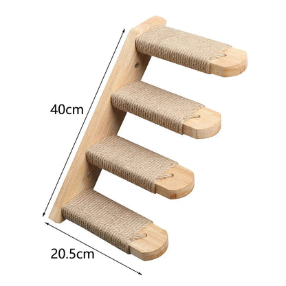 Wall-Mounted Cat Climbing Shelves with Steps, Scratching Post and Hideaway Bed