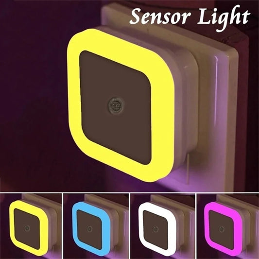 LED Sensor Night Light with EU Plug - Auto On/Off 360° Blue Nightlight for Bedroom, Nursery & Kids