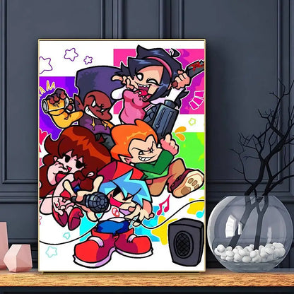 Game F-Friday Night F-Funkin Pico Boyfriend Poster HD Sticky Wall Art Printing Waterproof Home Living Bed Room Bar Aesthetic