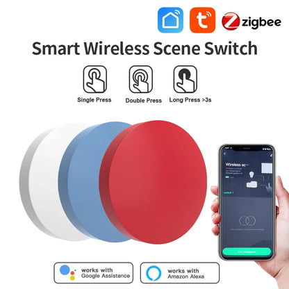 Zigbee Smart Wireless Button Switch - Smart Scene Controller for Voice Assistants