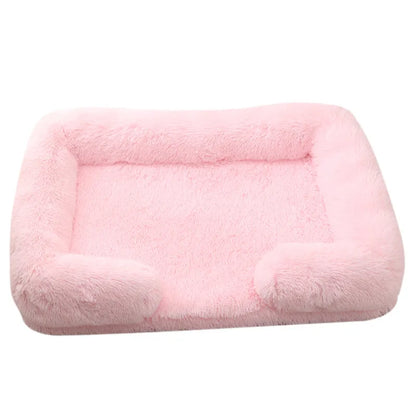 Plush Dog Bed with Removable Cover – Thickened Winter Pet Sofa Pad, Square, Small & Large