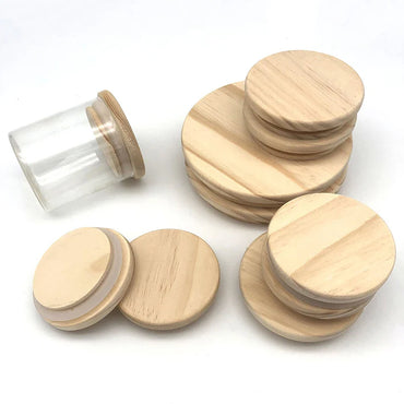 Handmade Pine Wood Jar Lid with Silicone Seal – Airtight Wooden Cover for Jars, Mugs & Candle Cups, Fits 52–130 mm (2.05–5.12 in)