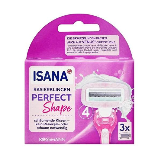 Isana Women's 4-Blade Replacement Razor Blades - Smooth Shaving, Moisturizing Strips, Vegan, Compatible with Gillette Venus Handles