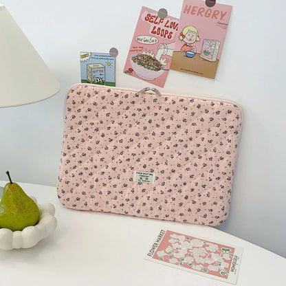 Flower Print Quilted Laptop Sleeve — 11–15 Inch, Padded