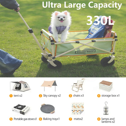 Mini Green Camping Cart – Compact Portable Multifunctional Trolley, Lightweight & Sturdy