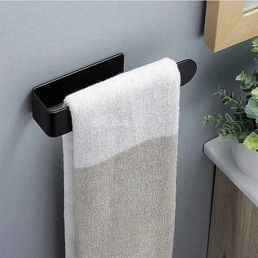 Self-Adhesive 304 Stainless Steel Towel Rack - Single Rod, 23cm / 37cm (9.1" / 14.6") Brushed Finish No-Drill Bathroom & Kitchen Towel Bar