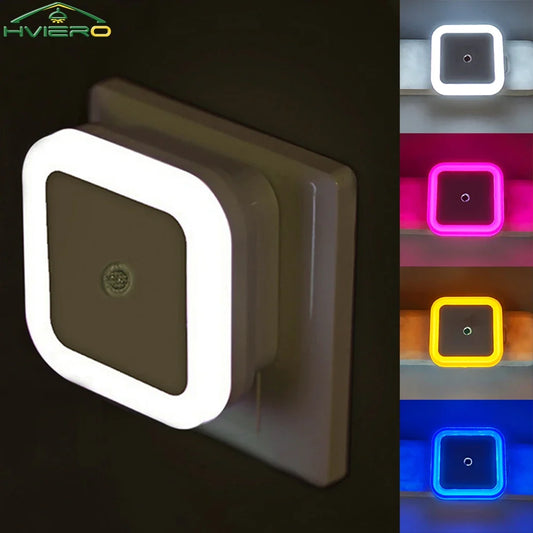 Mini Square LED Plug-In Night Light with Sensor – Soft Glow Night Lamp for Baby Room, Bedroom & Hallway (EU/US Plug)