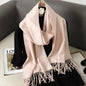 62-Color Winter Cashmere Scarf – Warm Tassel Pashmina Wrap for Women