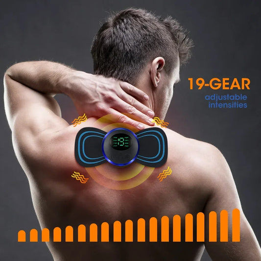 Portable EMS Neck and Body Muscle Stimulator Mini Electric Massager for Neck, Back, Calf & Joint Pain Relief