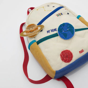Planet Print Kids Canvas Backpack for Ages 4-6 — Kindergarten School Bag, Unisex