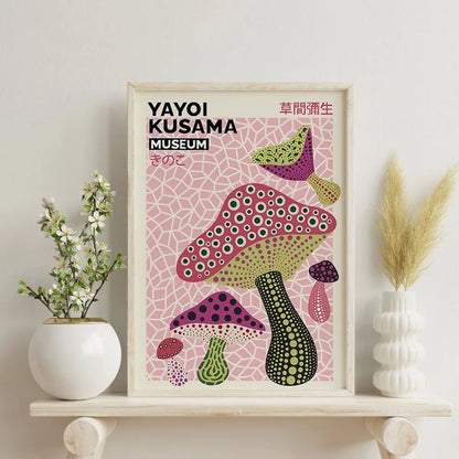 Modern Abstract Yayoi Kusama Japanese Art Exhibition Wall Art Canvas Painting Posters For Living Room Home Decor