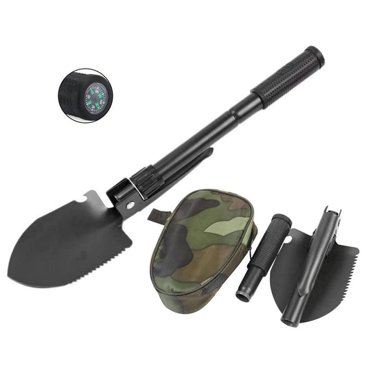 Compact Folding Camping Shovel – Military-Style Multi-Tool Pickaxe with Carry Pouch for Hiking, Hunting & Car Emergency