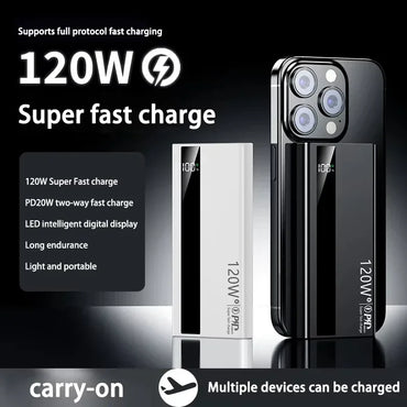 500000mAh 120W Portable Power Bank USB-C & USB-A Fast Charging External Battery Pack with Digital Display