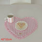 Placemats Dining Table Korean Plaid Heart-shaped Placemat Water Cup Mat Cute Pleated Lace Mat Fabric Coaster Dining Mat